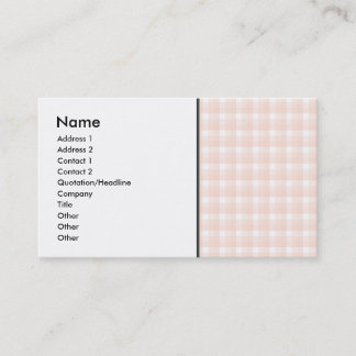 Carte De Visite Motif de contrôle de guingan. Rose et blanc de