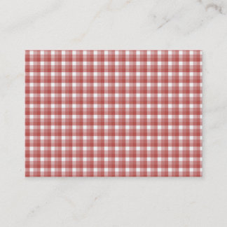 Carte De Visite Motif de contrôle de guingan. Rouge et blanc