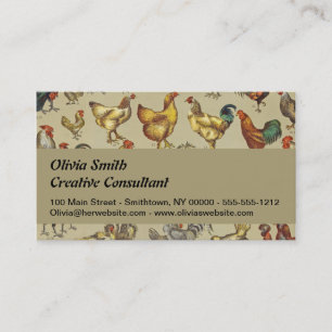 Carte De Visite Motif de coq poulet vintage : Art de ferme