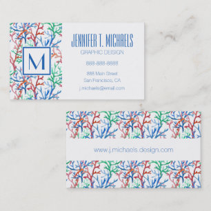 Carte De Visite Motif de corail aquarelle