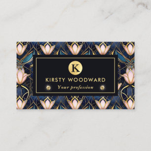 Carte De Visite Motif de faux vitrail élégant de lotus rose