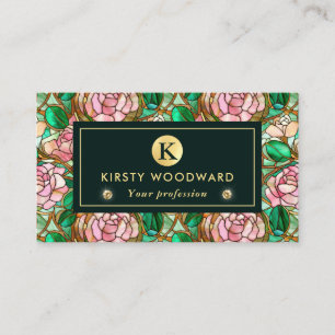 Carte De Visite Motif de faux vitrail Rose Rose Élégant
