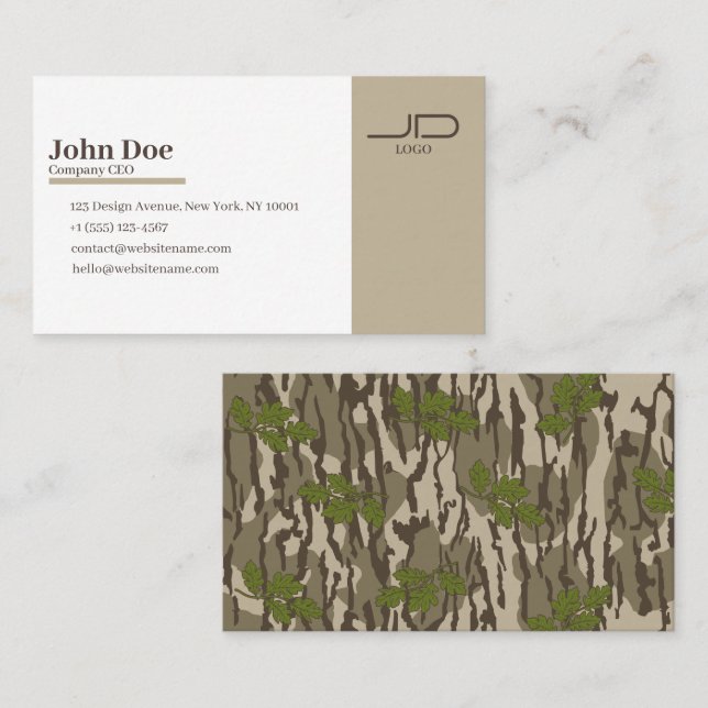 Carte De Visite Motif de feuille de chêne camouflage Bottom lands (Devant / Derrière)