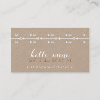 Carte De Visite Motif de flèche RUSTIQUE joli boho blanc kraft