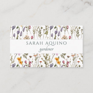Carte De Visite Motif de fleur sauvage rose violet Jardinier