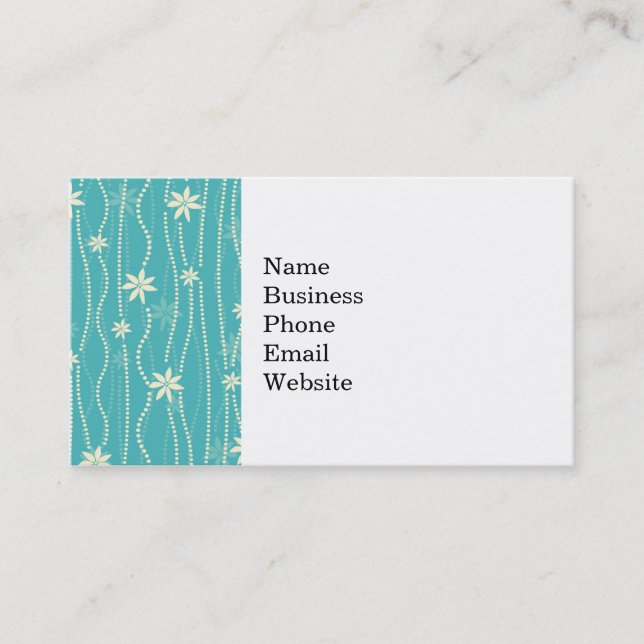 Carte De Visite Motif de fleur turquoise à la mode d'été (Devant)
