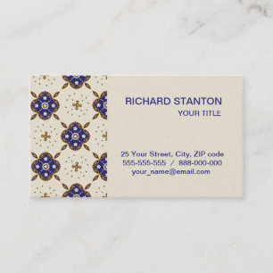 Carte De Visite Motif de fleurs bleu profond