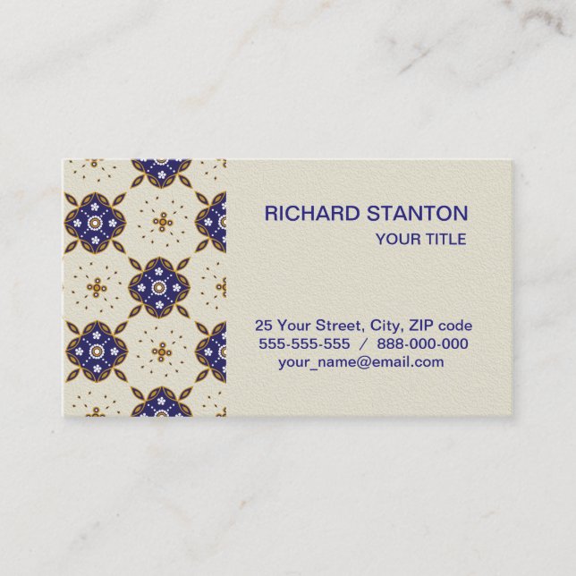 Carte De Visite Motif de fleurs bleu profond (Devant)