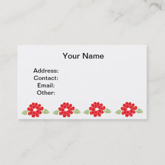 Carte De Visite Motif de fleurs rouge