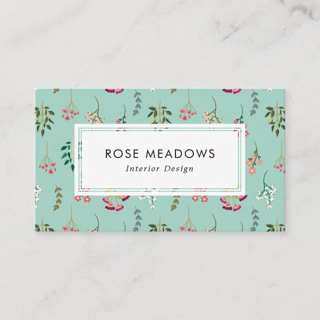 Carte De Visite Motif de fleurs sauvages Boho (Devant)