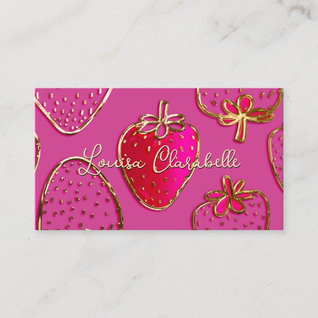 Carte De Visite Motif de fraises de luxe (Devant)