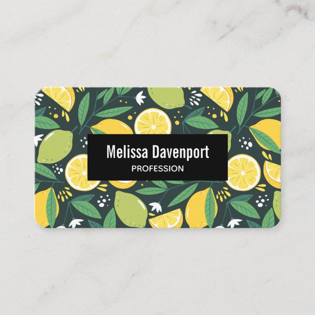 Carte De Visite Motif de Fruits de citron jaune et de citron vert (Devant)