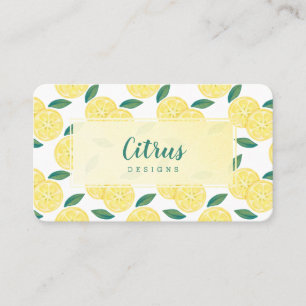 Carte De Visite Motif de fruits de citron jaune moderne et tendanc