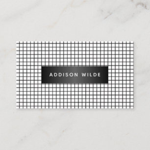 Carte De Visite Motif de grille moderne en noir et blanc