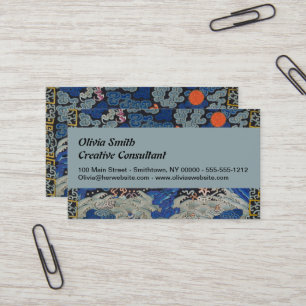 Carte De Visite Motif de grue chinoise vintage : bleu impérial