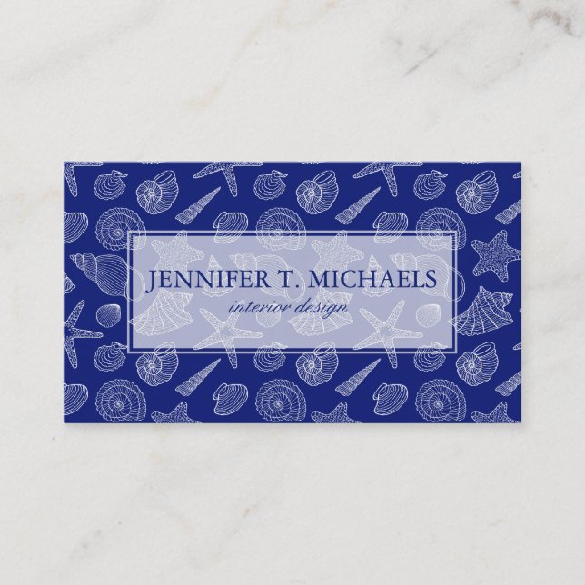 Carte De Visite Motif de la coque bleu vif Monogramme (Devant)
