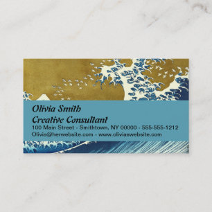 Carte De Visite Motif de la Grande Vague de Hokusai : Art Ukiyo-e