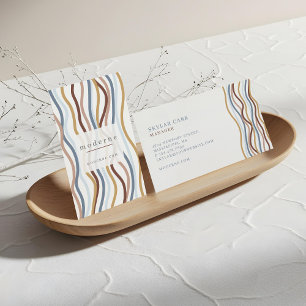 Carte De Visite Motif de ligne Abstraite moderne blanc