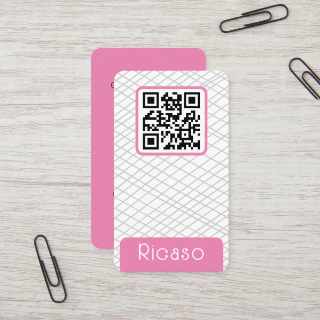 Carte De Visite Motif de ligne de code QR personnalisé (Devant/Arrière en situation)