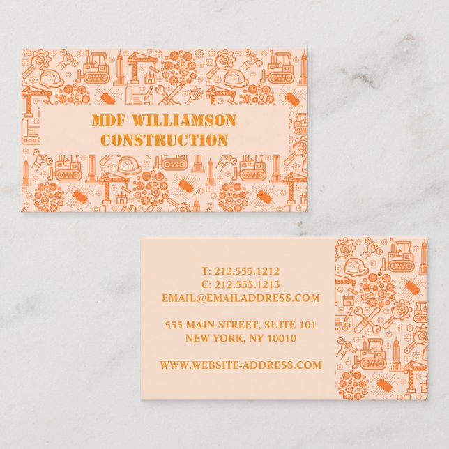 Carte De Visite motif de l'ingénieur de l'architecture marron (Devant / Derrière)