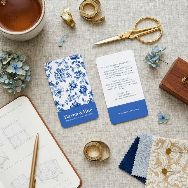 Carte De Visite Motif de logiciels Blue Floral Classic (Blue Floral Classic delftware Pattern Business Card.)