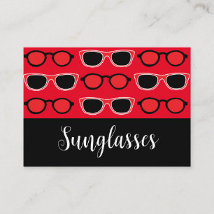 Carte De Visite Motif de lunettes de soleil noir rouge