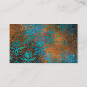 Carte De Visite Motif de luxe décoratif floral marron bleu grunge