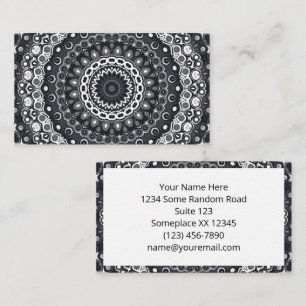 Carte De Visite Motif de mandala monochrome noir et blanc