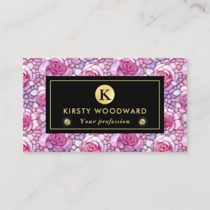 Carte De Visite Motif de mosaïque de rose rose élégant