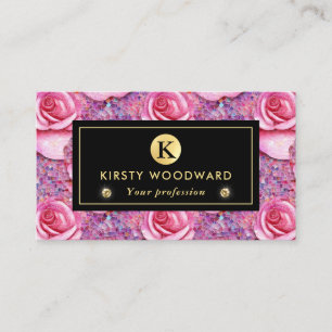 Carte De Visite Motif de mosaïque de rose rose élégant