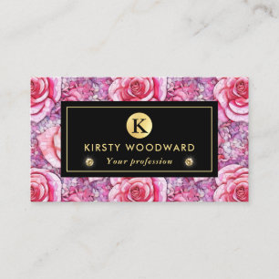 Carte De Visite Motif de mosaïque de rose rose élégant