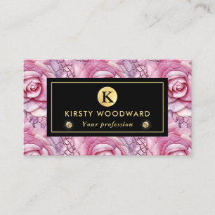 Carte De Visite Motif de mosaïque de rose rose élégant