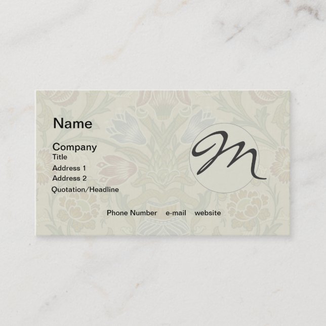 Carte De Visite Motif de papier peint floral brocart de William Mo (Devant)