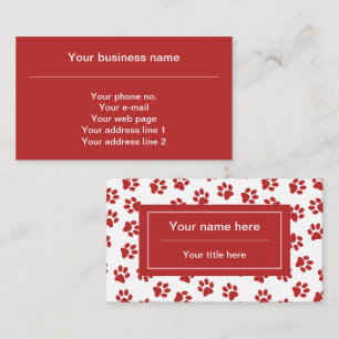 Carte De Visite Motif de pattes, pattes de chien, pattes de chat, 