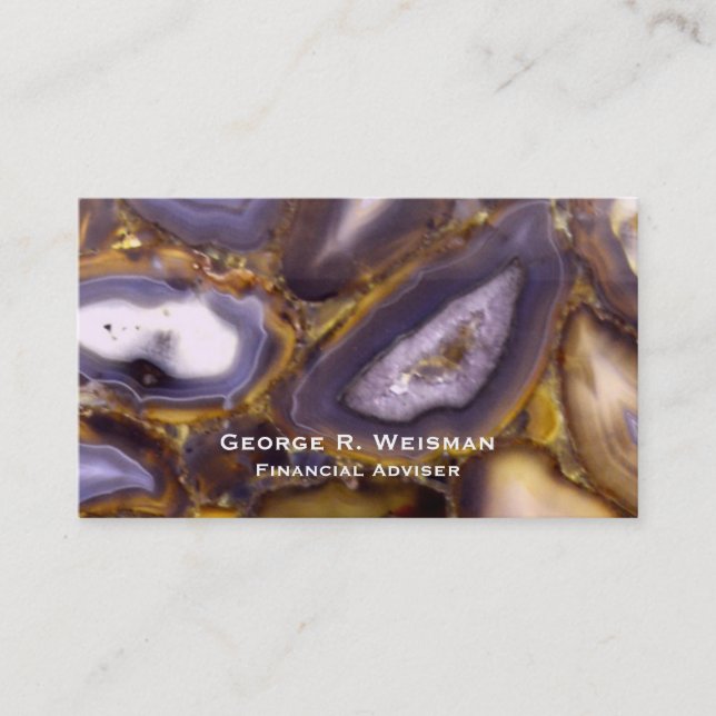 Carte De Visite Motif de pierre d'agate marron violet blanc  (Devant)