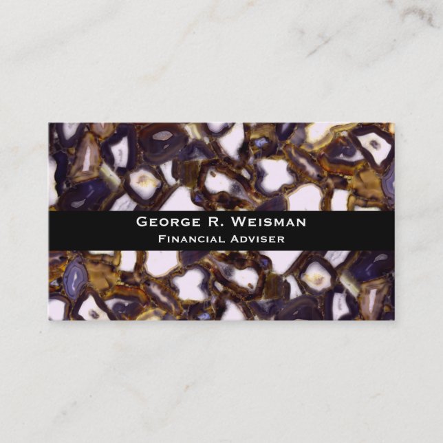 Carte De Visite Motif de pierre d'agate marron violet blanc  (Devant)