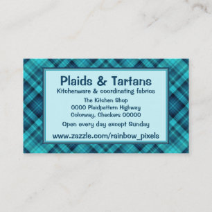 Carte De Visite Motif de plaid ombragé par bleu