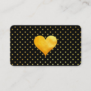 Carte De Visite Motif de point Polka Coeur Or Cutesy