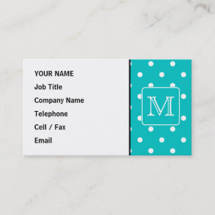Carte De Visite Motif de point turquoise et blanc de polka.