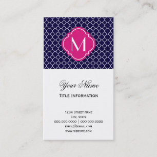 Carte De Visite Motif de Quatrefoil de bleu marine avec le