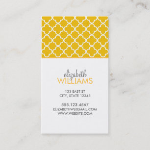 Carte De Visite Motif de Quatrefoil marocain jaune vif