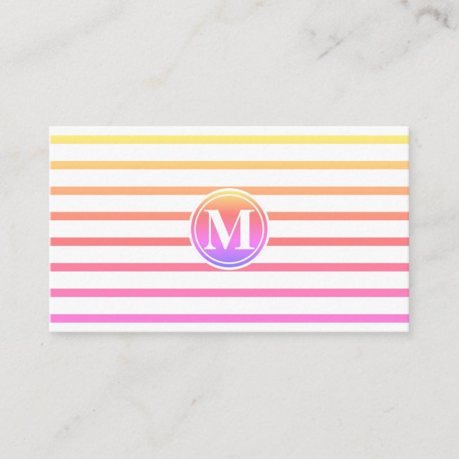 Carte De Visite Motif de rayures monogrammées Été (Devant)