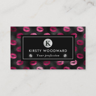 Carte De Visite Motif de rouge à lèvres pailleté noir et rose glam