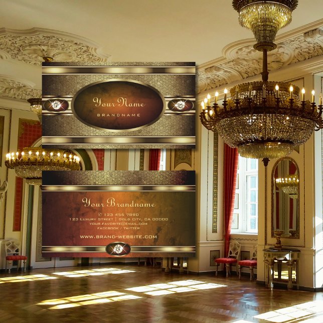 Carte De Visite Motif de Serpent doré de luxe avec marbre orange (Créateur téléchargé)