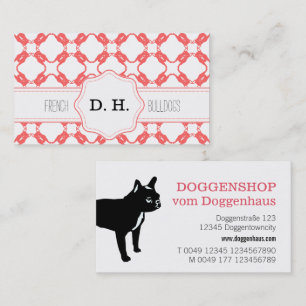 Carte De Visite Motif de silhouettes de Bouledogue Français 