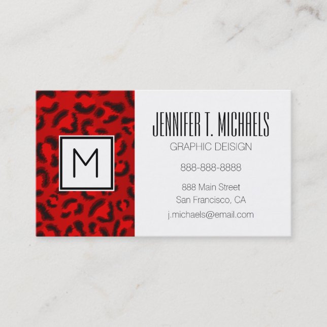 Carte De Visite motif de texture léopard rose. (Devant)