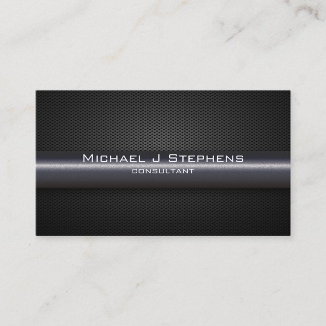 Carte De Visite Motif de texture moderne simple noir et argent (Devant)