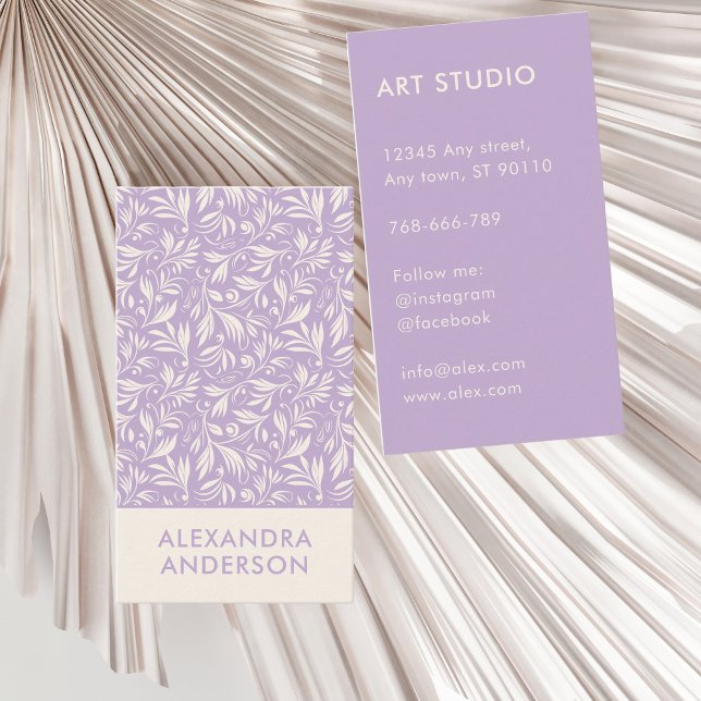 Carte De Visite Motif de torse de lavande moderne (Modern Lavender Swirl Pattern Business Card)