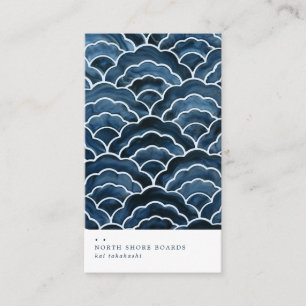 Carte De Visite Motif de vague bleu Seigaiha