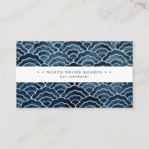 Carte De Visite Motif de vague bleu Seigaiha